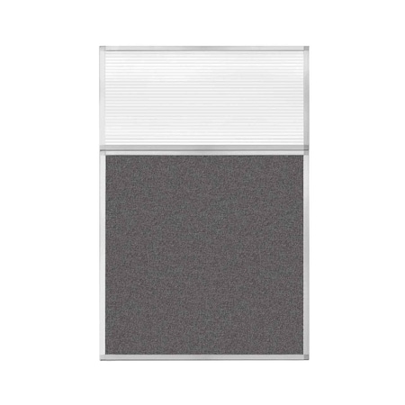 Versare Hush Panel Configurable Cubicle Partition 4' x 6' W/ Window Charcoal Gray Fabric Clear Fluted Window 1850607-1